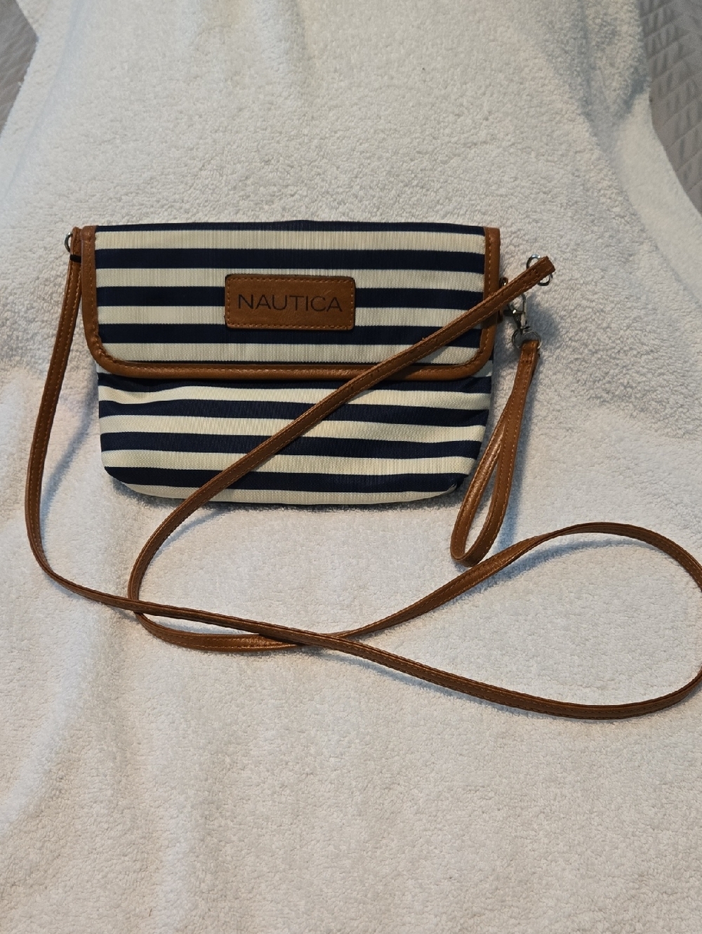 Nautica Navy and White Striped Crossbody